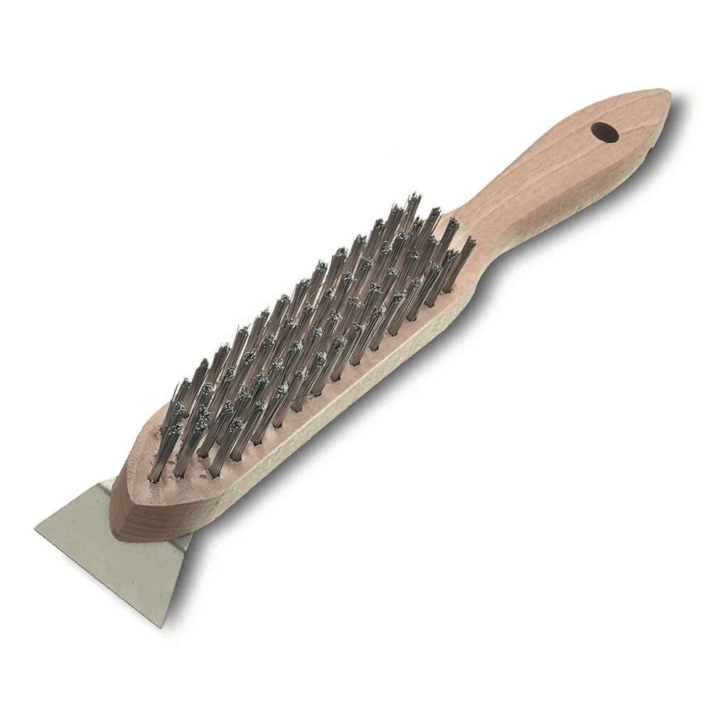 Steel Wire Brush 4 Row with Scraper (High Quality)