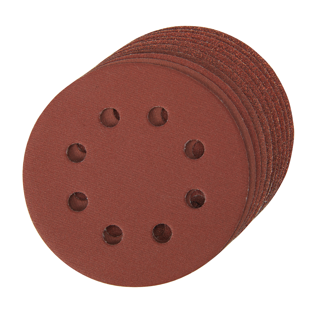 Hook and Loop Sanding Discs 115mm 8 Hole P120 (Qty 10)