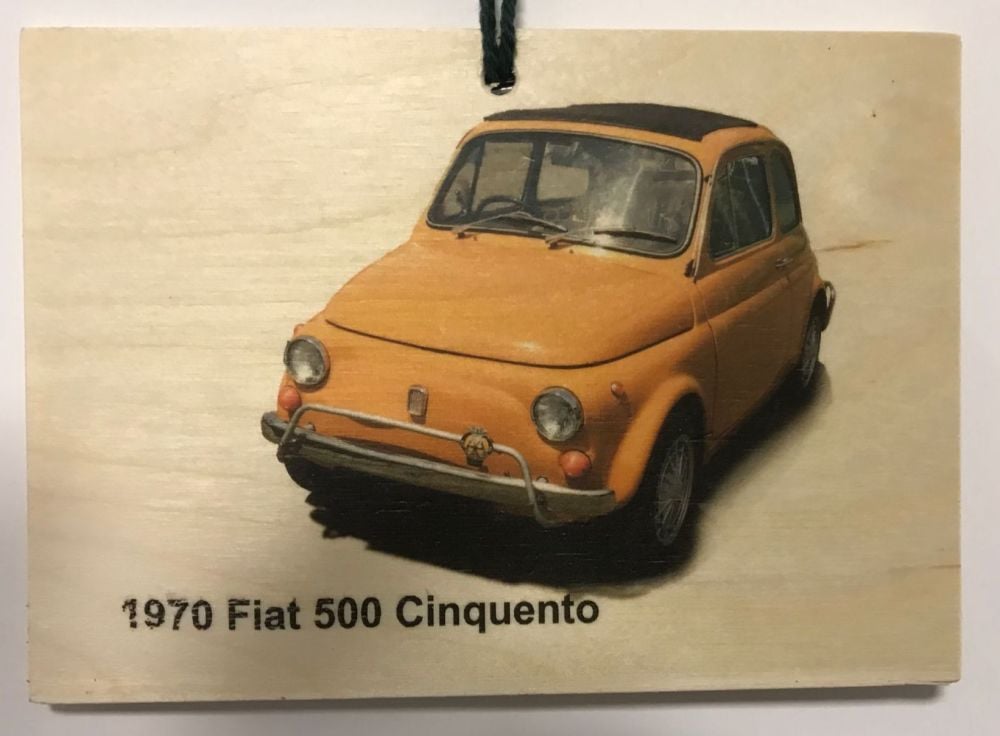 Ford 500 Cinquento 1970 - Wooden Plaque 148 x 105mm