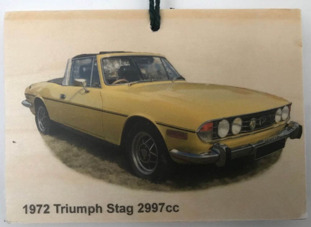 Triumph Stag 2997cc 1972 - Wooden Plaque 105 x 148mm