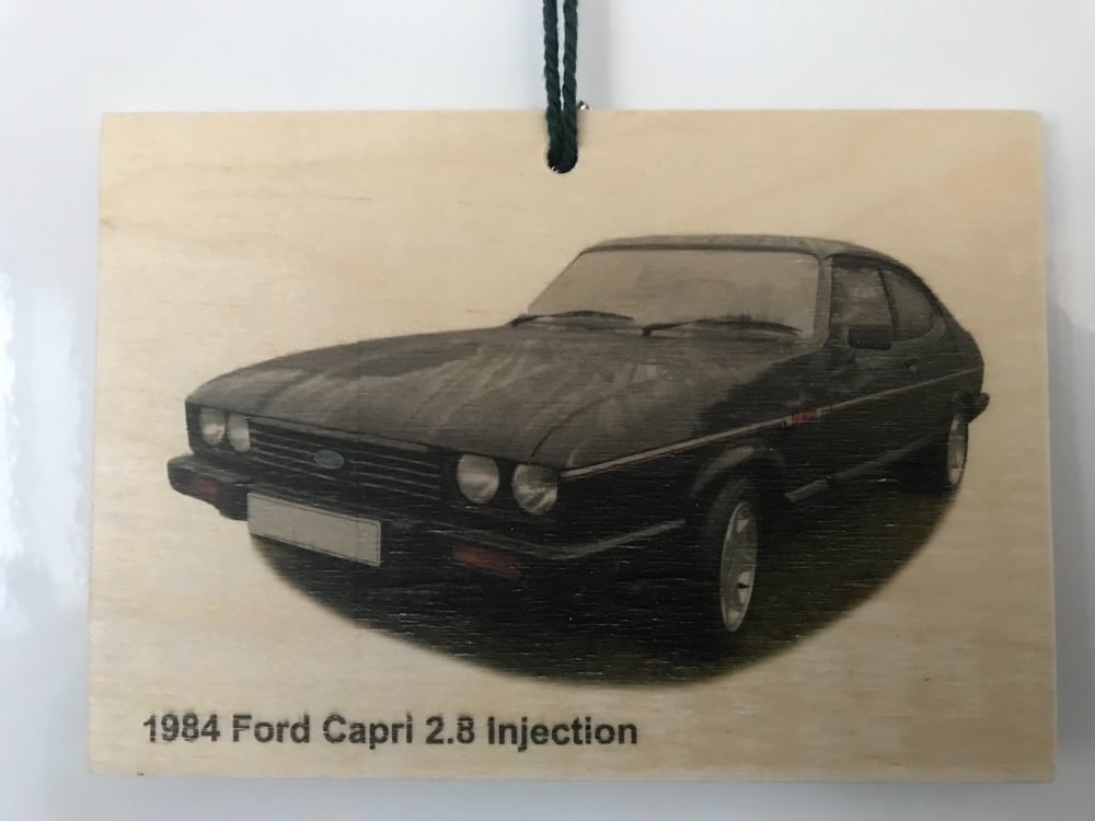 Ford Capri 2.8 Injection 1984 - Wooden Plaque 148 x 105mm
