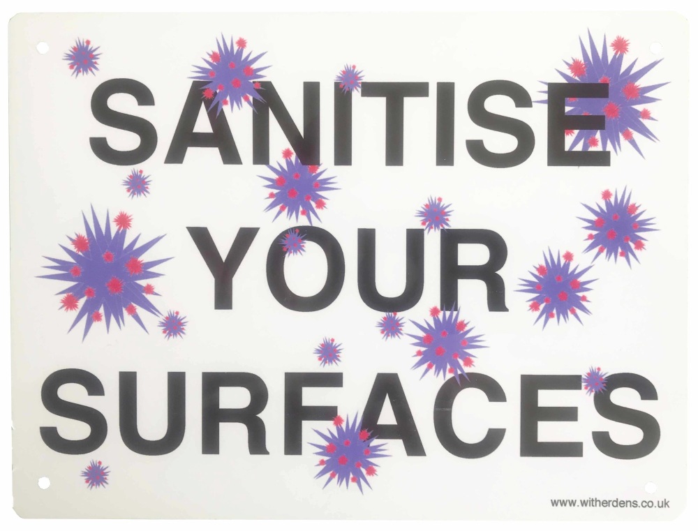'Sanitise Your Surfaces.' - Metal Sign