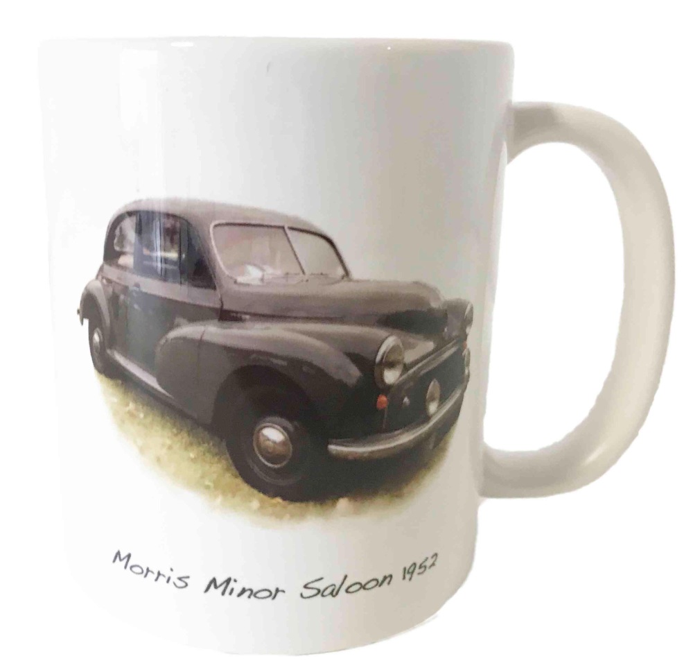 Morris Minor Saloon 1952 - Ceramic Mug - Car Memories from the 50s.