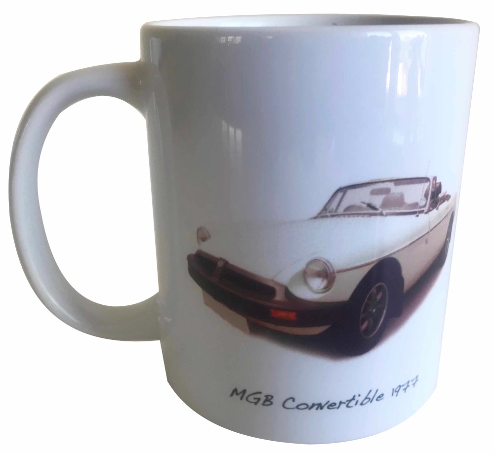 MGB Convertible 1977 (White) Ceramic Mug - Ideal Gift for the Sports Car En