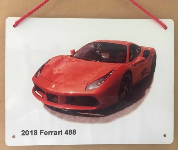 Ferrari 488 2018 - Aluminium Plaque (A6, A5 or 200x300mm) - Present for the Car Enthusiast