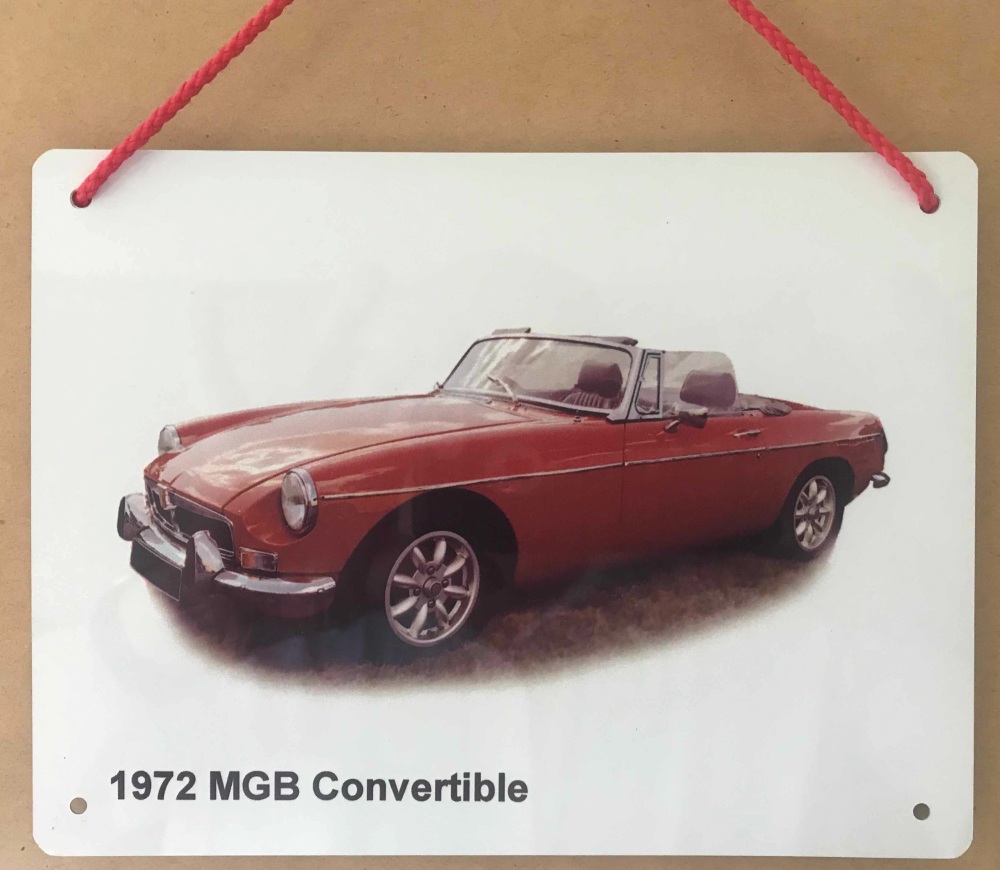 MGB Convertible 1972 (Red)- Aluminium Plaque 150 x 200mm