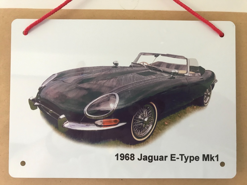 Jaguar E-Type Mk1 1968 - A5 Aluminium Plaque - Ideal Present for the Open T