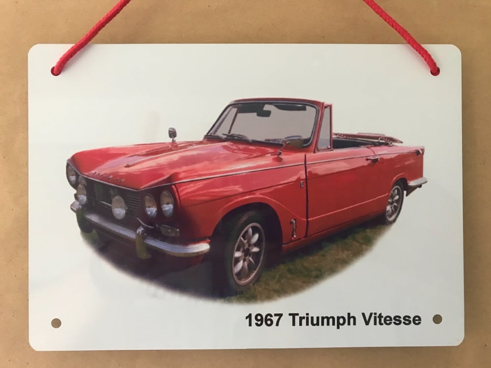 Triumph Vitesse Convertible 1967 - A5 Aluminium Plaque - Ideal Present for
