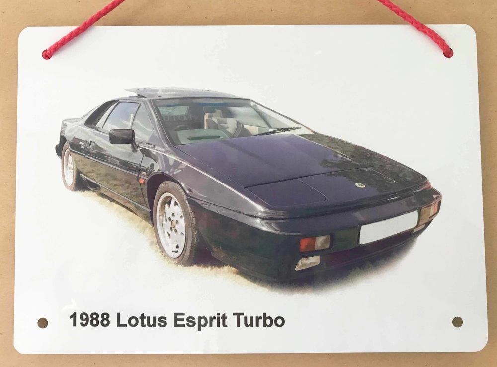 Lotus Esprit Turbo 1988 - A5 Aluminium Plaque - Ideal Present for the Lotus