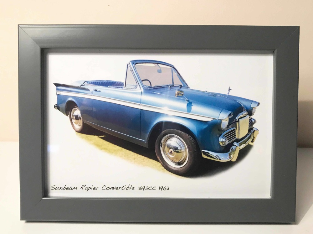 Sunbeam Rapier Convertible 1963 - Photograph in Frame 120 x 170mm - Free UK