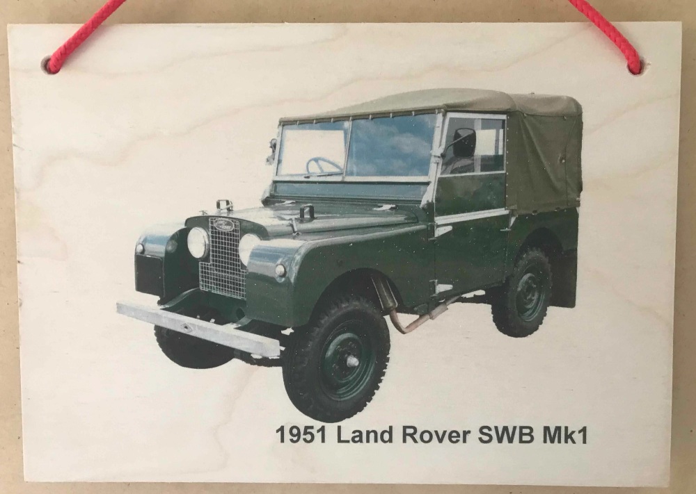 Land Rover SWB Mk1 1951 - Photograph printed onto Wooden Plaque (148x210x3m