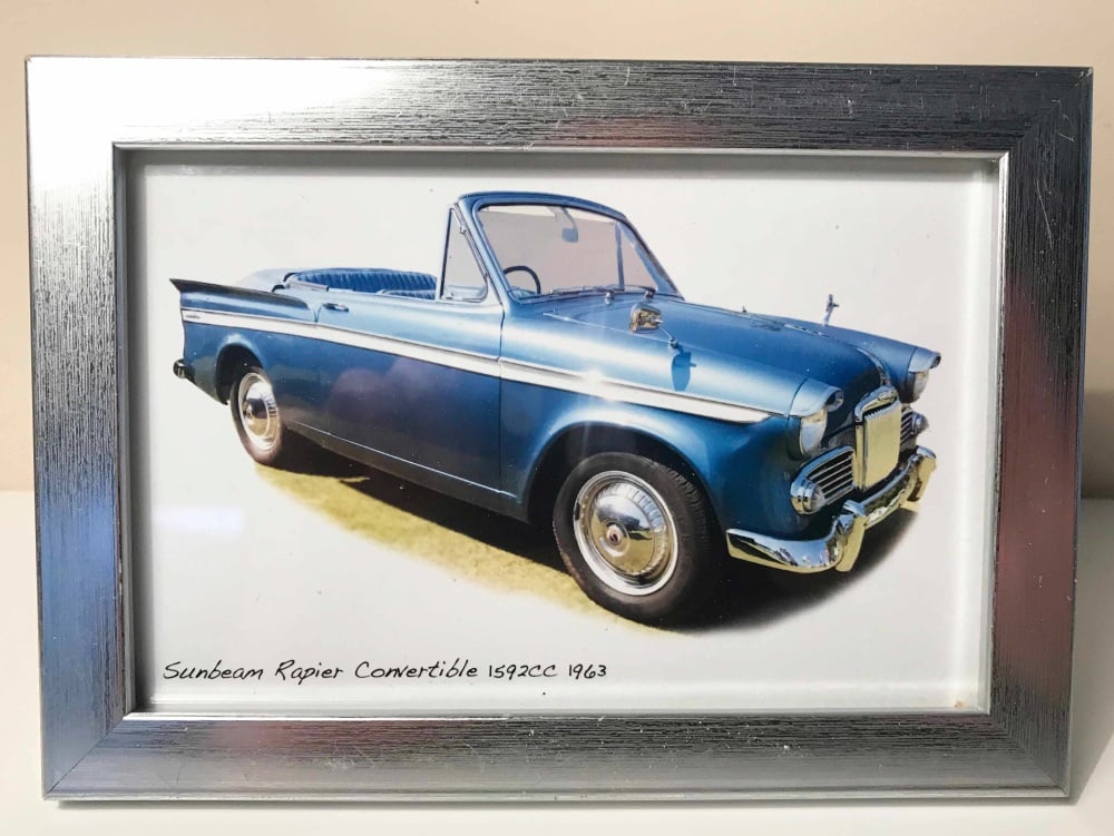 Sunbeam Rapier Convertible 1963 - Photo (4x6in) in a Silver coloured frame