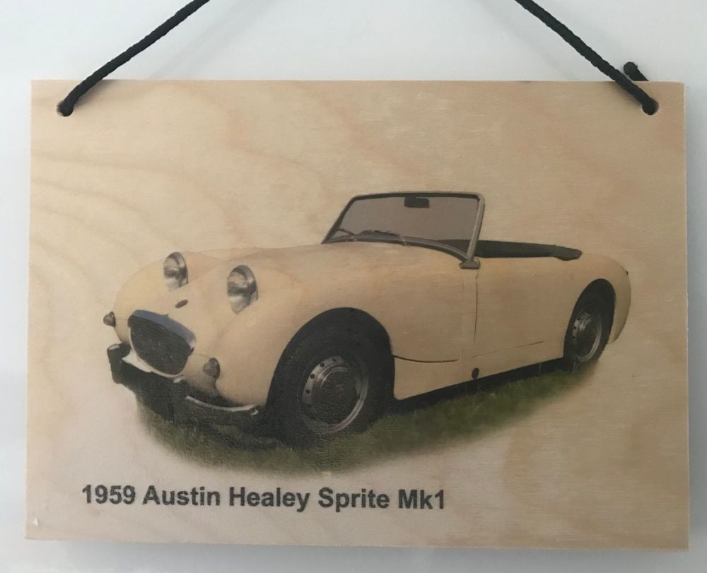 Austin Healey Sprite Mk1 1959 - Wooden Plaque A5(148 x 210mm) - Free UK Del
