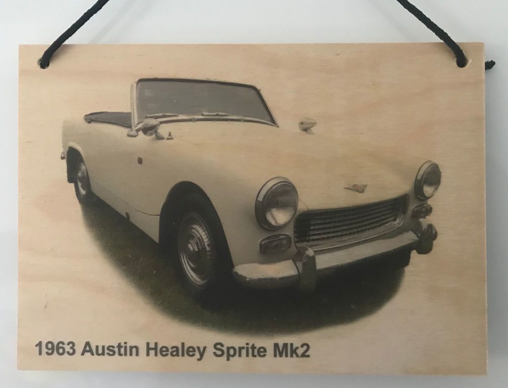 Austin Healey Sprite Mk2 1963 - Wooden Plaque A5(148 x 210mm) - Free UK Del