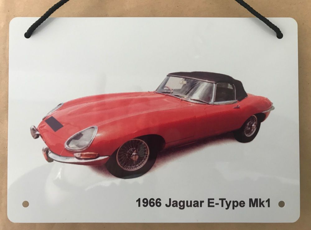 Jaguar E-Type Mk1 1966 - A5 Aluminium Plaque - Ideal Present for the Open T