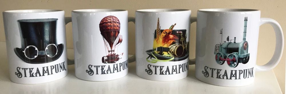Steampunk Mugs - Set of Four - 11oz Ceramic Mugs