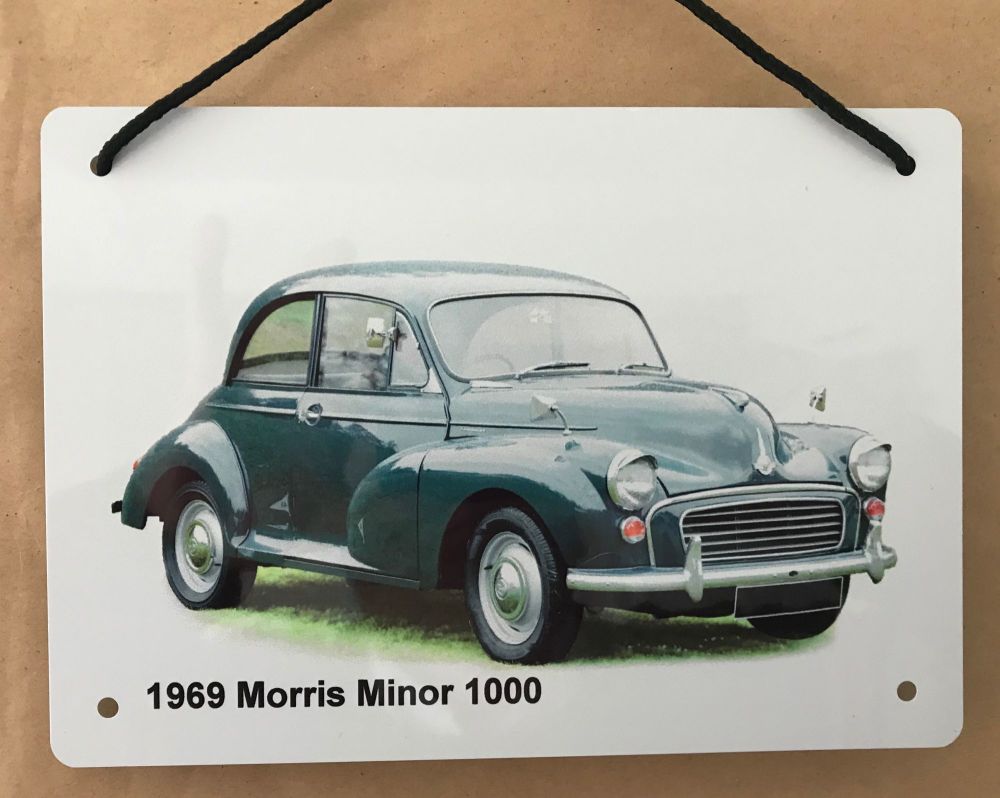 Morris Minor 1969 (Dark Blue)- Aluminium Plaque A5 (148 x 210mm)