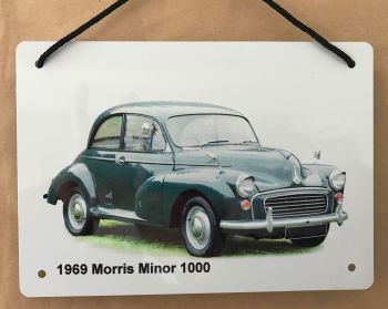 Morris Minor 1969 (Dark Blue)- Aluminium Plaque 148 x 210mm (A5) or 203 x 304mm