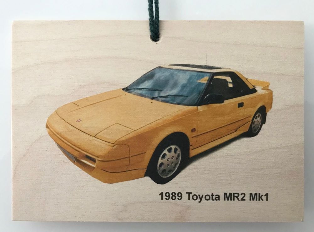 Toyota MR2 Mk1 1989 (Yellow) - Wooden Plaque A6 (105 x 148mm)