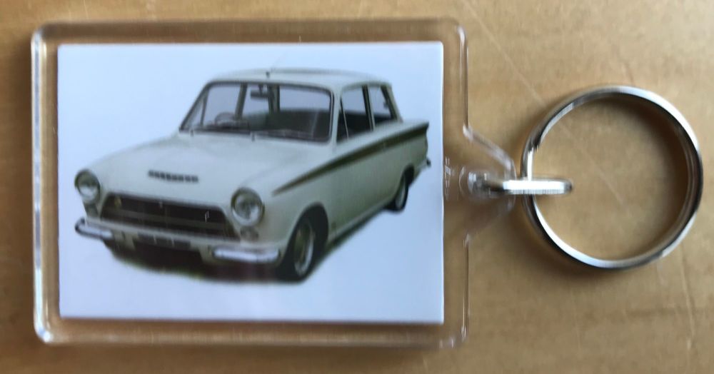 Ford Lotus Cortina Mk1 1964 - Plastic Keyring with 35 x 50mm Insert - Free
