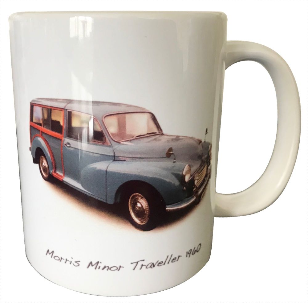 Morris Minor Traveller 1960 (Mid-Blue) - 11oz Ceramic Mug - First Car Memor