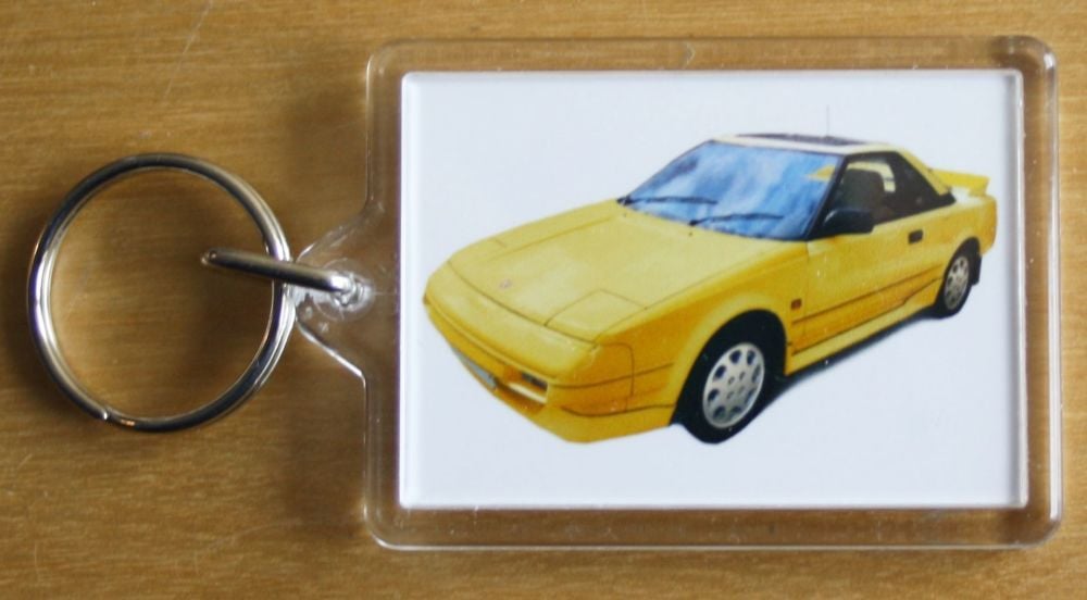 Toyota MR2 Mk1 1989 (Yellow) - Plastic Keyring with 35 x 50mm Insert - Free