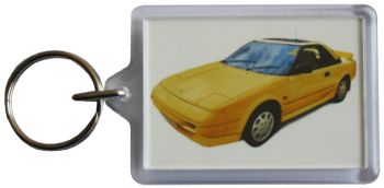 Toyota MR2 Mk1 1989 (Yellow) - Plastic Keyring with 35 x 50mm Insert - Free UK Delivery