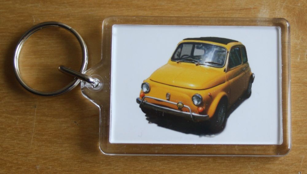 Fiat 500 Cinquecento 1970 - Plastic Keyring with 35 x 50mm Insert - Free UK