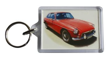 MGB GT Mk1 1969 (Red) - Plastic Keyring with 35 x 50mm Insert - Free UK Delivery