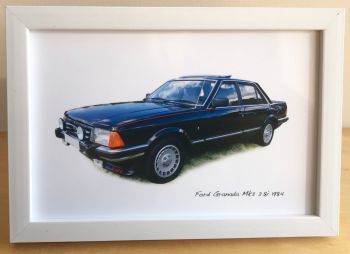 Ford Granada Mk2 2.8i 1984 - Photograph (4x6in) in Black or White Coloured Frame - Free UK Delivery