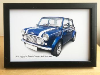 Mini 1000LE John Cooper edition 1985 -  Photograph (4x6in) in Black or White Coloured Frame - Free UK Delivery