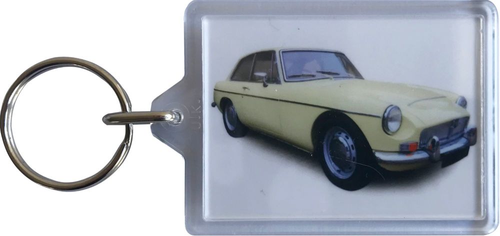 MG C GT 1970 - Plastic Keyring with 35 x 50mm Insert - Free UK Delivery