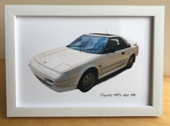 Toyota MR2 Mk1 1989 (White) - Photograph (4x6in) in Black or White Coloured Frame - Free UK Delivery