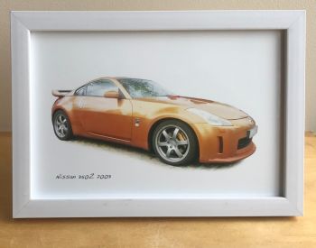 Nissan 350z 2003 - 4x6in Photograph in Black or White coloured frame - Free UK Delivery
