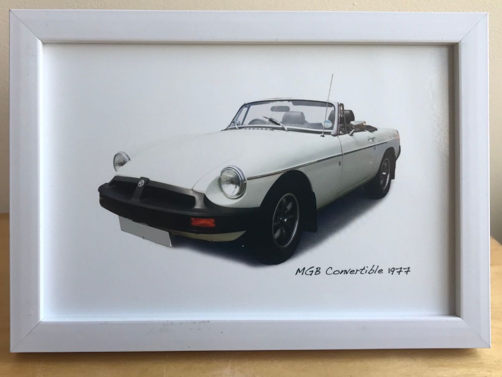 MGB Convertible 1977 - Photograph (4x6in) in Black, White or Silver Coloure