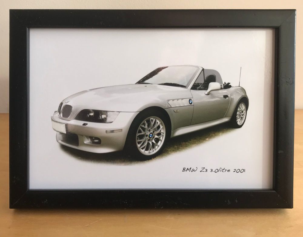 BMW Z3 2001 - Photograph (4x6in) in Black, White or Silver Coloured Frame -