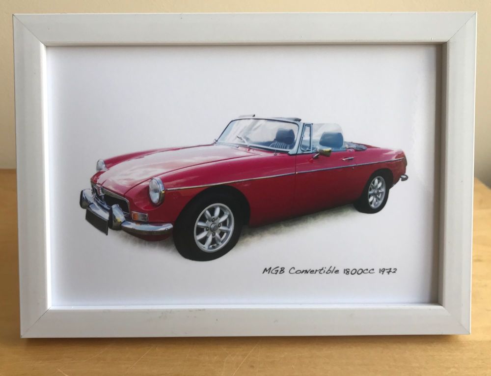 MGB Convertible 1972 - Photo (4x6in) in a Black, White or Silver coloured f
