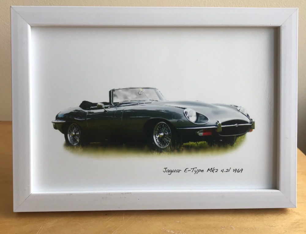 Jaguar E-Type Mk 2 1969 - Photo (4x6in) in either a White, Black or Silver 