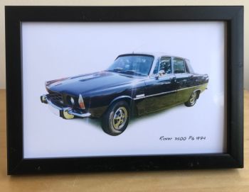 Rover 3500 P6 1974 (Black) - Photograph (4x6in) in either a Black or White coloured frame- Free UK