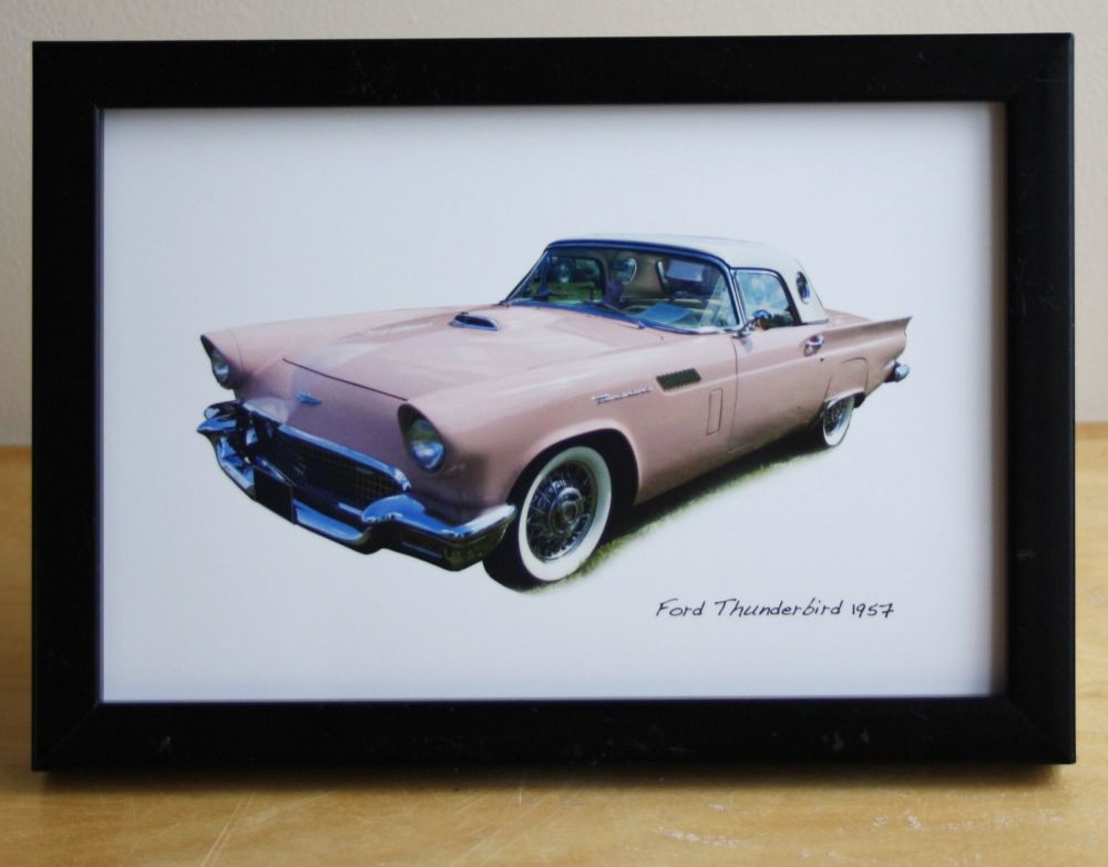 Ford Thunderbird 1957 (Pink) - Photograph (4x6in) in Black, White or Silver