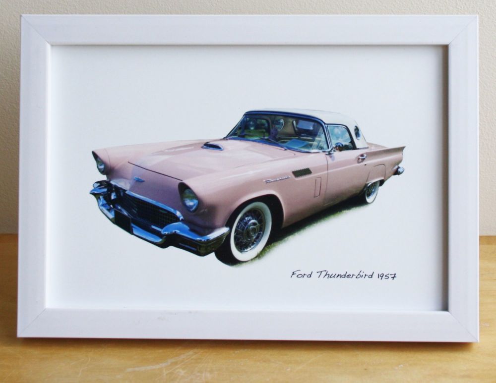 Ford Thunderbird 1957 (Pink) - Photograph (4x6in) in Black, White or Silver