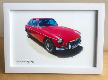 MGB GT 1969 (Red) -  Photo (4x6in) in a Black or White coloured frame - Free UK Delivery