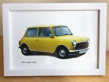 Mini 1000 1969 (Yellow) - Photo (4x6in) in a Black, White coloured frame - Free UK Delivery