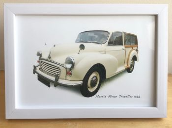 Morris Minor Traveller 1966  (Cream) - Photograph (4x6in) in Black or White Coloured Frame - Free UK Delivery