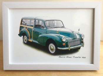 Morris Minor Traveller 1966  (Green) - Photograph (4x6in) in Black or White Coloured Frame - Free UK Delivery