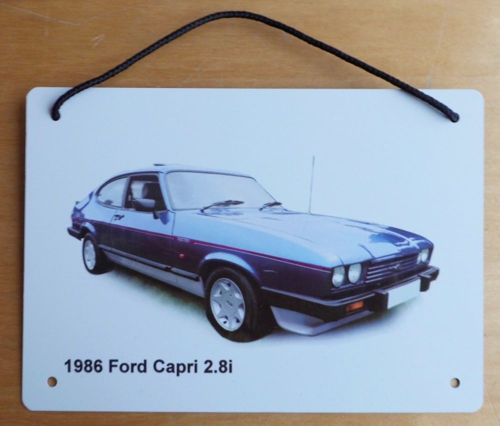 Ford Capri 2.8i 1986 (Blue) - Aluminium Plaque A5 (148 x 210mm) - Gift for 
