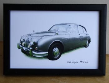 Jaguar Mk2 2.4 1962 (Grey) - Photograph (4x6in) in Black or White Coloured Frame - Free UK Delivery