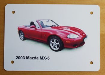 Mazda MX-5 2003 Mk2 (Red)- Aluminium Plaque (A5 or 203 x 305mm) - Ideal Present for the Car Enthusiast