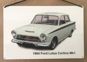 Ford Lotus Cortina Mk1 1964 - Photo on Aluminium Plaque A5 or 203 x 304mm
