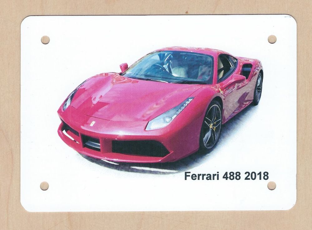 Ferrari 488 2018 - Aluminium Plaque (A6, A5 or 200x300mm) - Present for the